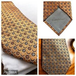 Ermenegildo Zegna Tan and Brown Geometric Scarf
